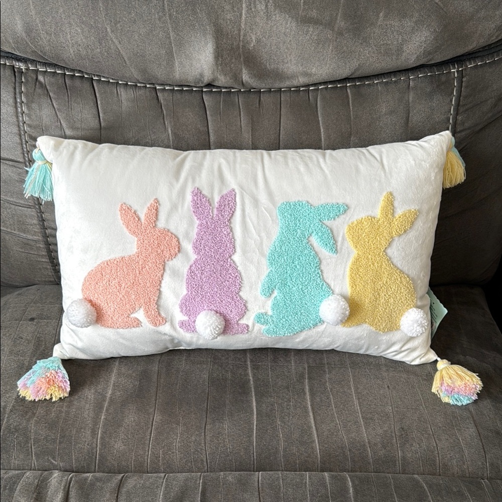 Colorful Bunny Decorative Pillow